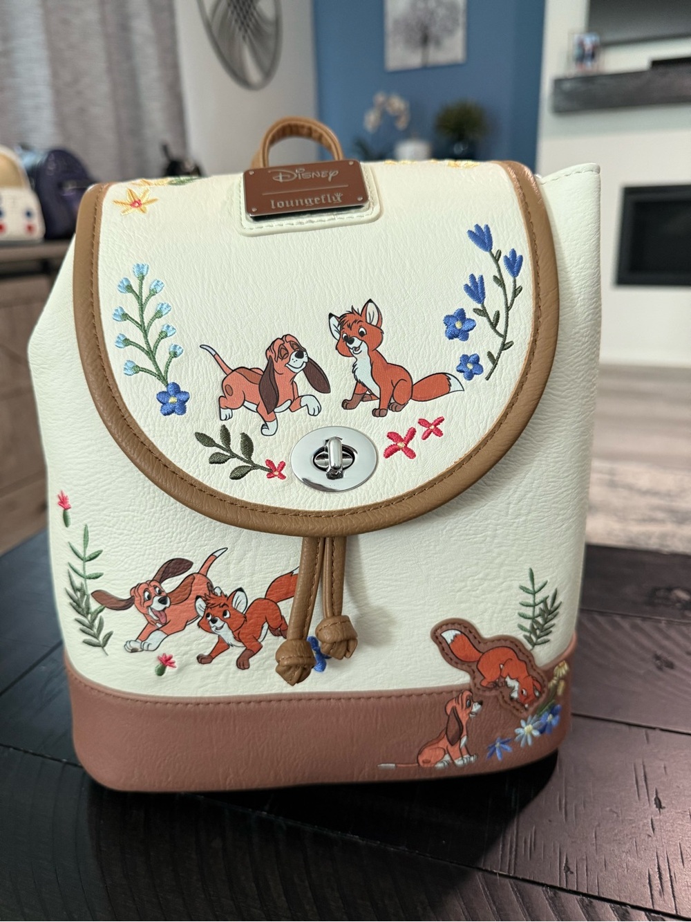 NWT Disney Fox and the Hound Floral Loungefly Satchel Backpack